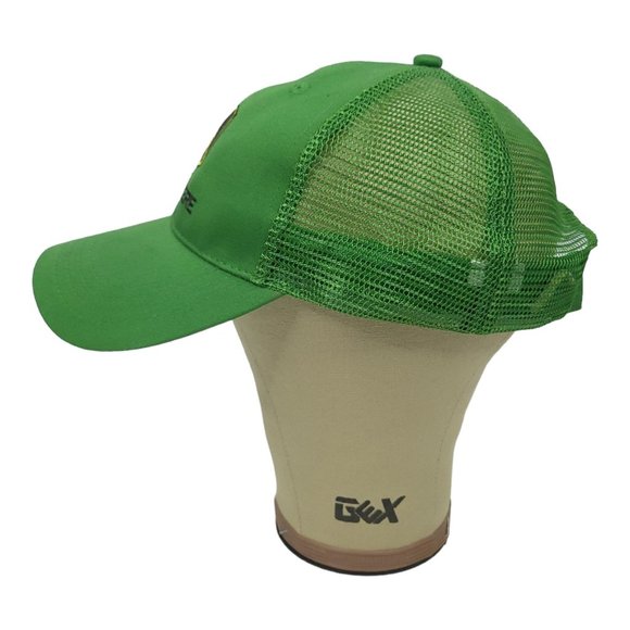 John Deere Mesh Adjustable Strapback Cap Trucker Farmer Hat Logo Patch Green - Picture 6 of 12